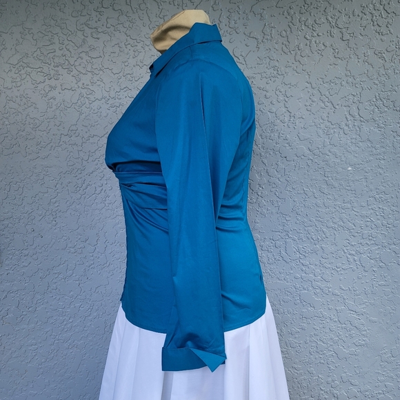 Cotton stretch NWT Y2K XL Blue shirt Winter Holiday Christmas - Picture 5 of 11